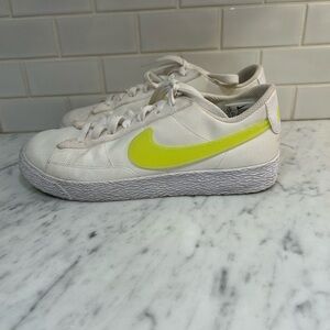 Nike White Shoes with Bright Yellow Accents